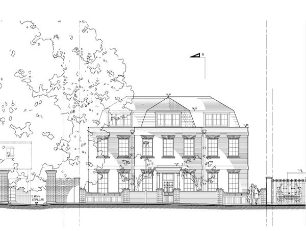 AEW design detached house in Conservation Area on bank of Thames April